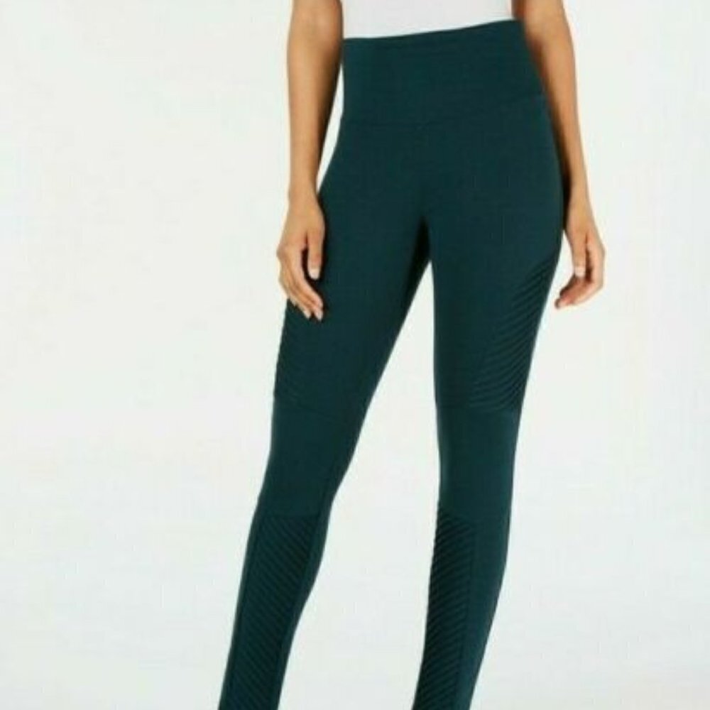 L319 I.n.c. Green Knit Moto Shaping Leggings - M